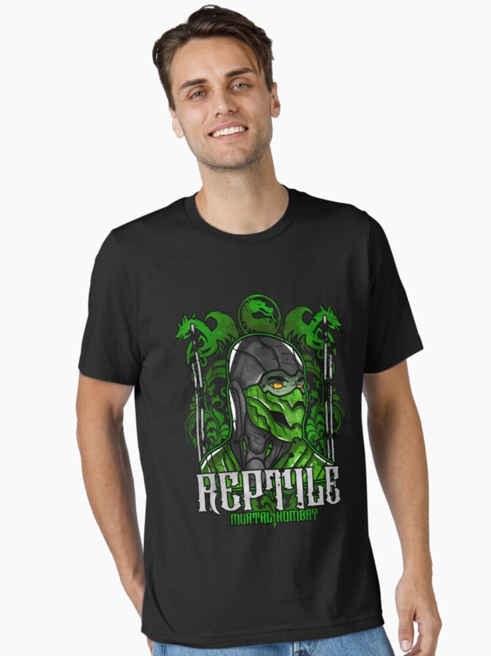 Retro Gaming Style - Kaos Cetak Potret Reptile Mortal Kombat