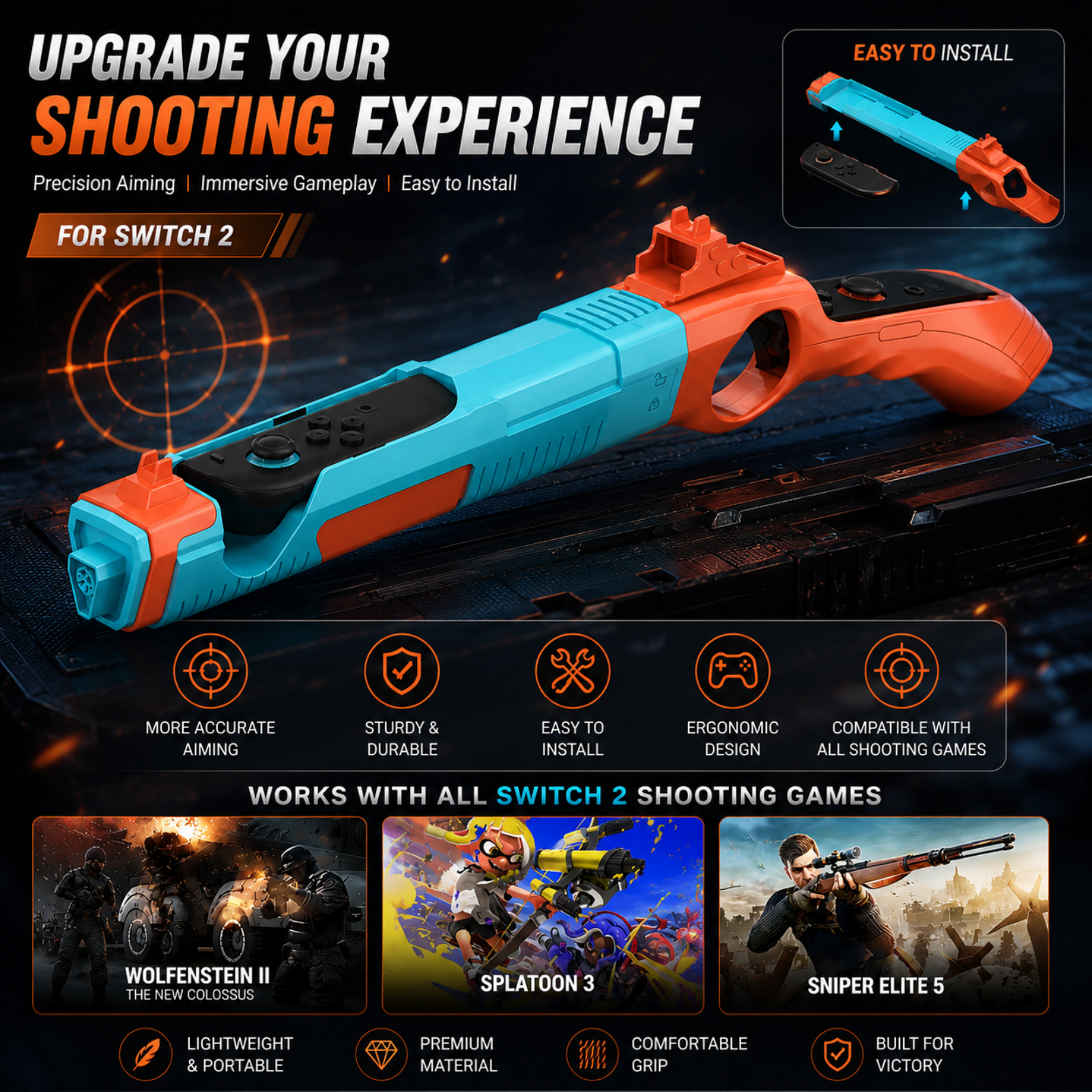 Retro Gaming Gun - Pengontrol Pistol Tembak untuk Nintendo Switch