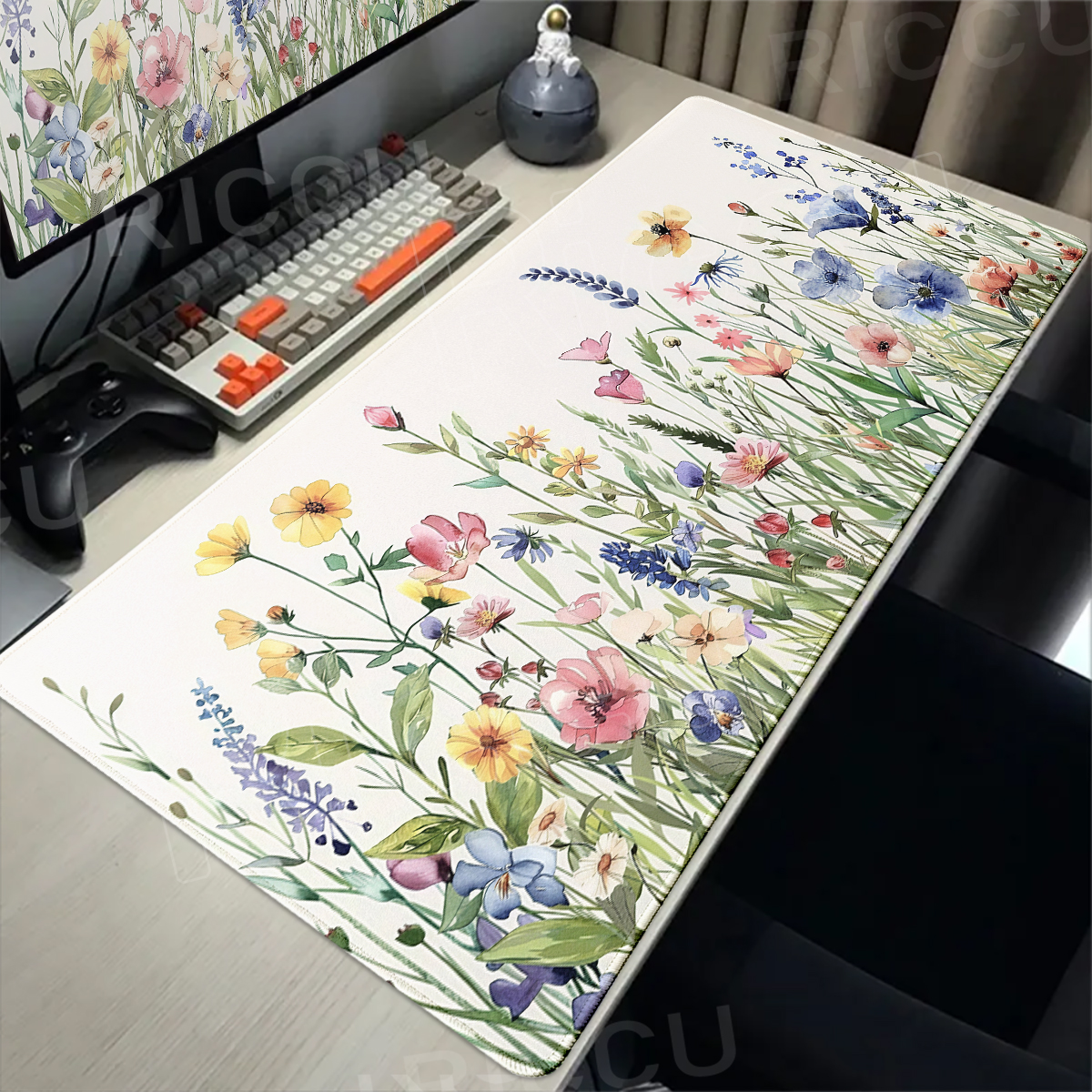 Retro Gaming Desk Setup - Alas Meja Bunga Retro Alas Mouse