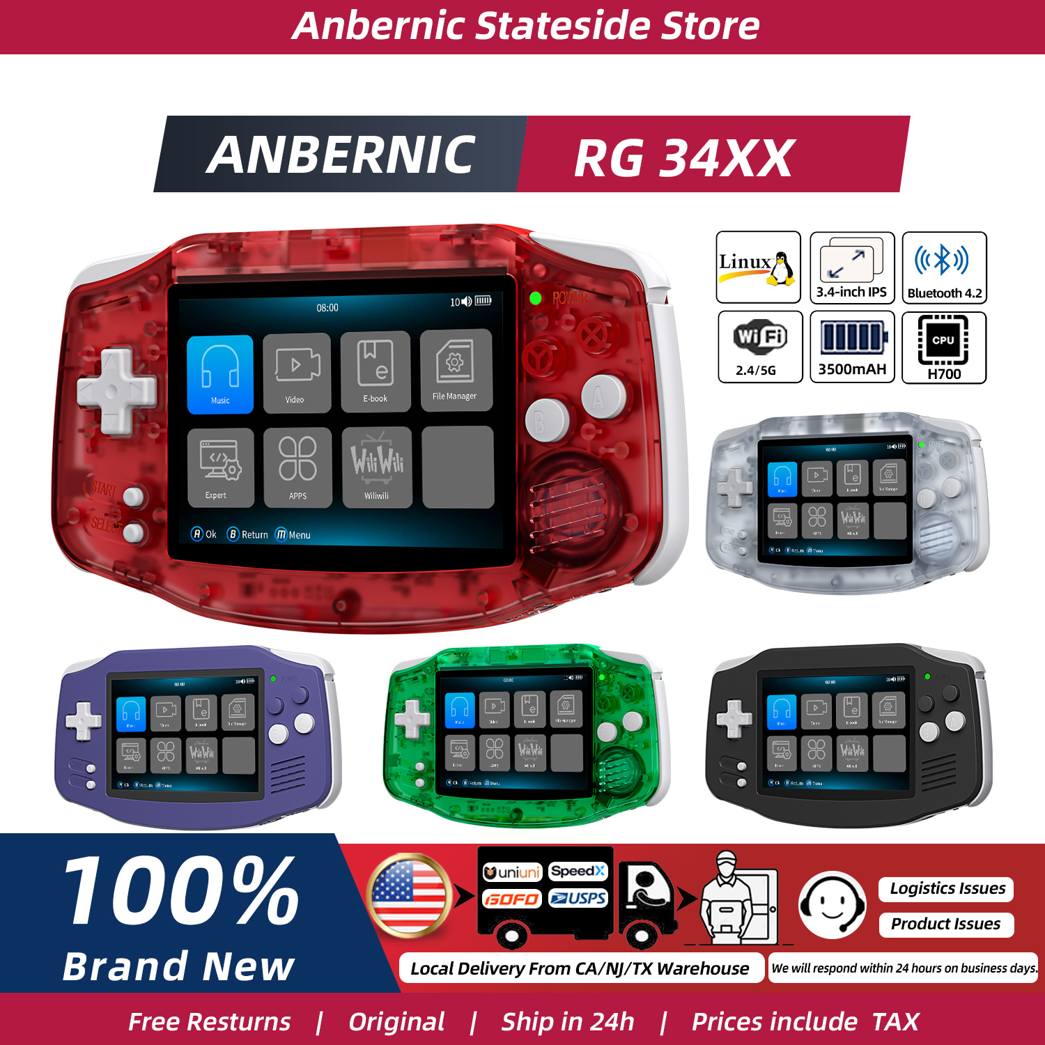 Retro Gaming Upscaler - Konsol Game Genggam Retro ANBERNIC RG34XX