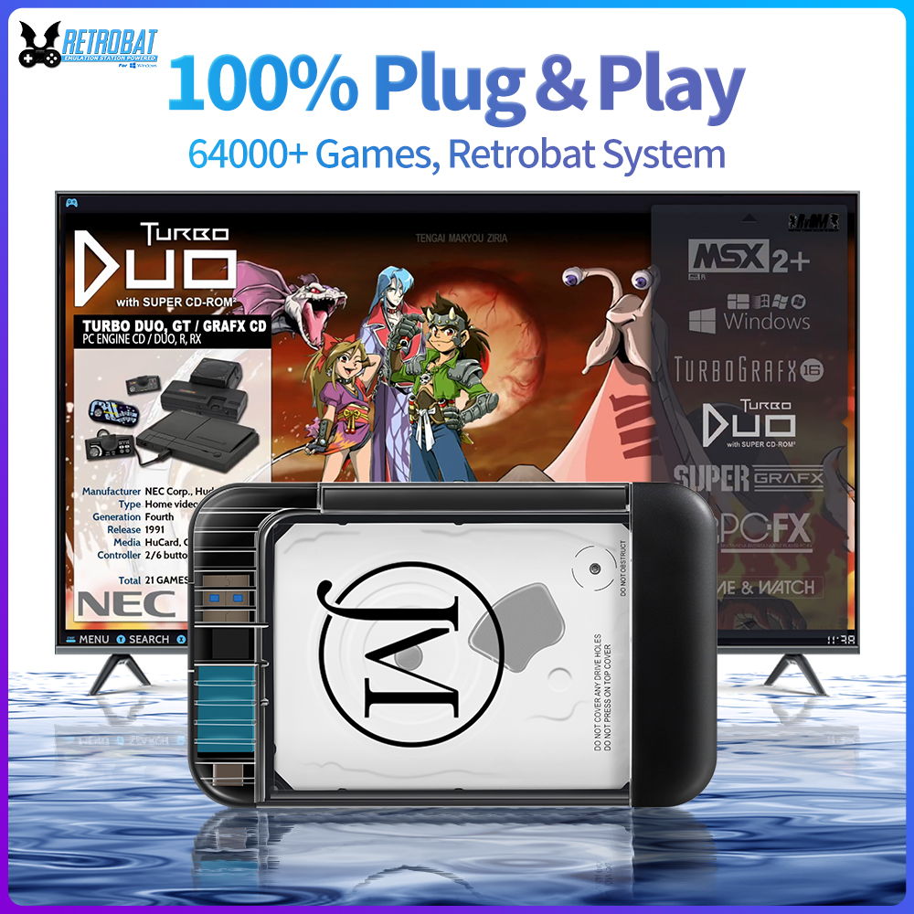 Retro Gaming Tablet - RETROBAT konsol HDD game portabel 500G,