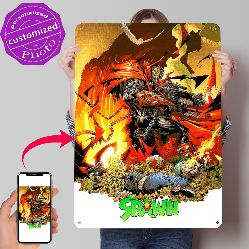 Retro Gaming Gun - Poster Logam Spawn Dengan Senjata dan