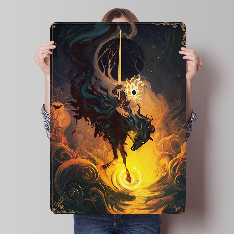 Retro Knight Gaming - Poster Logam The Eclipse Knight Seni