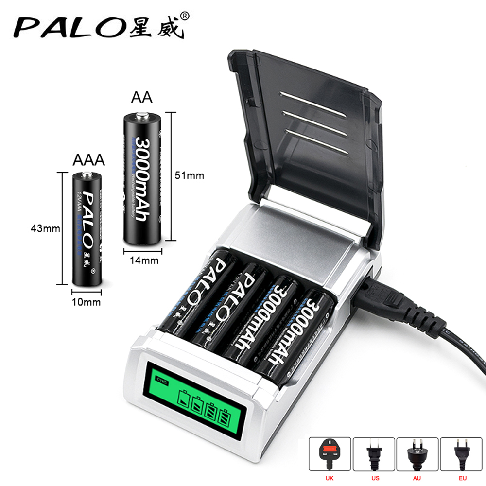 Rechargeable Battery Aa - PALO Pengisi Daya Baterai LCD Pintar