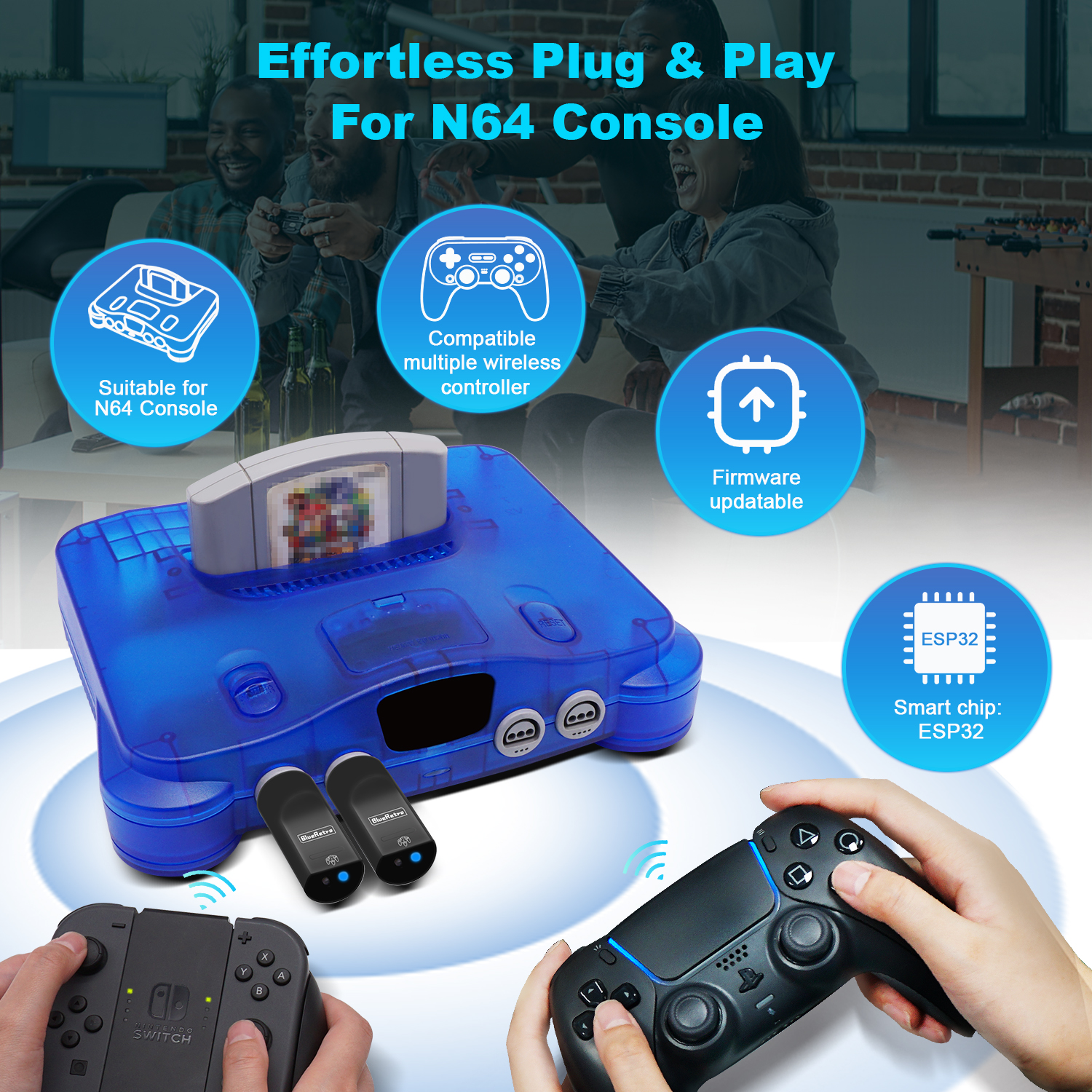 Retro Gaming Raspberry Pi - Adaptor Pengontrol Nirkabel RetroScaler Blueretro Untuk
