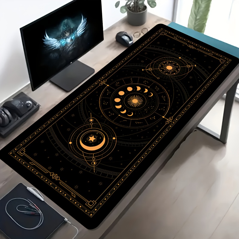 Retro Gaming Desk Setup - Alas Meja Astrologi Zodiak Retro Emas