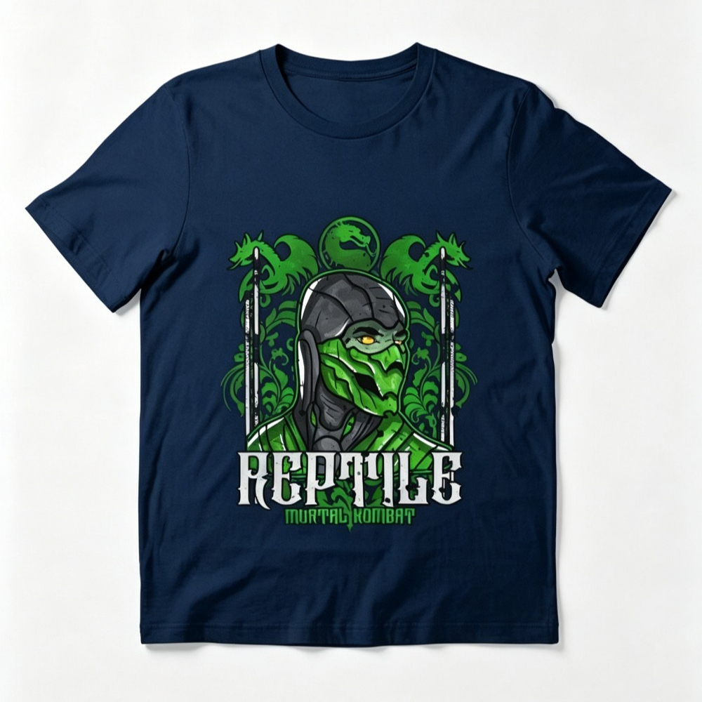 Kaos Cetak Potret Reptile Mort - Retro Gaming Style ulasan dan harga