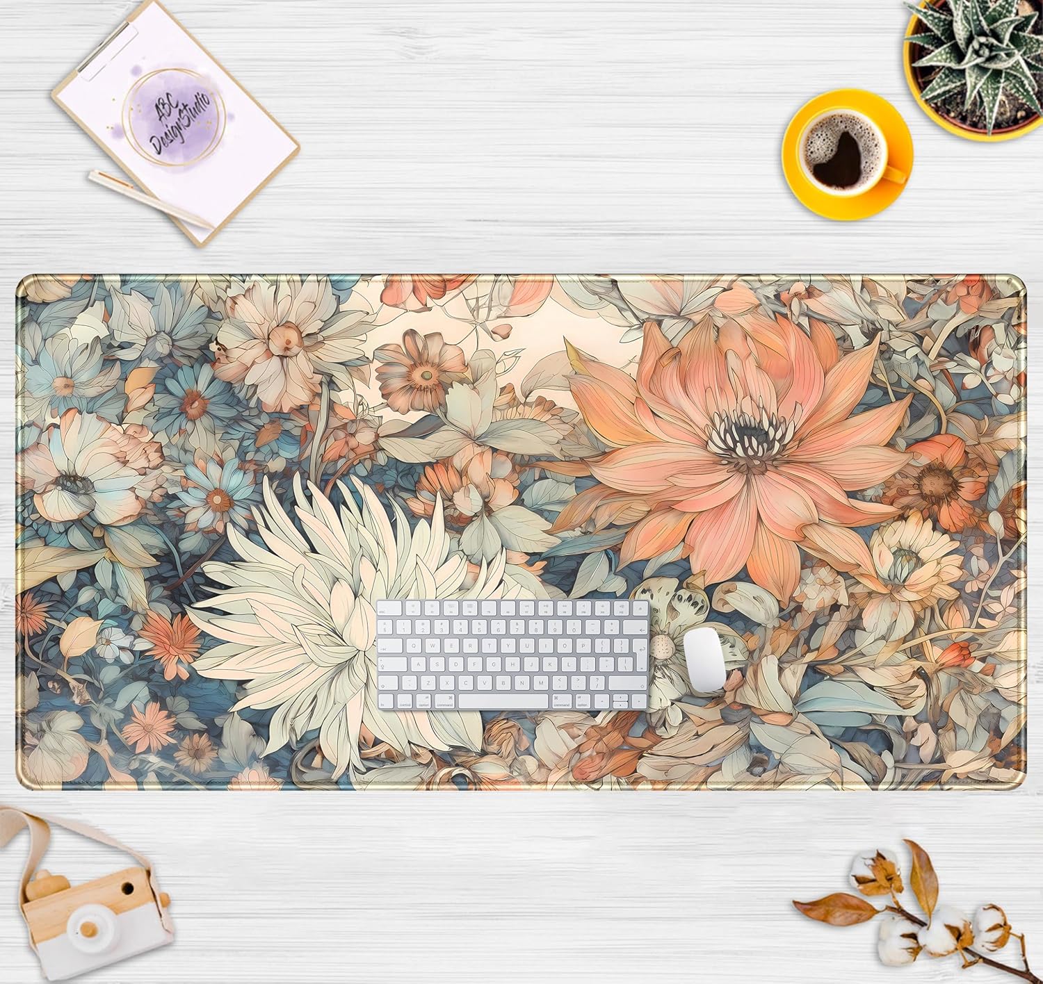 Alas Meja Motif Bunga Jepang R - Retro Gaming Keyboard And Mouse ulasan dan harga