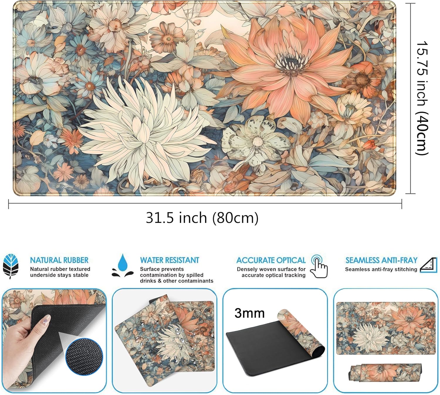 Alas Meja Motif Bunga Jepang R - Retro Gaming Keyboard And Mouse ulasan dan harga