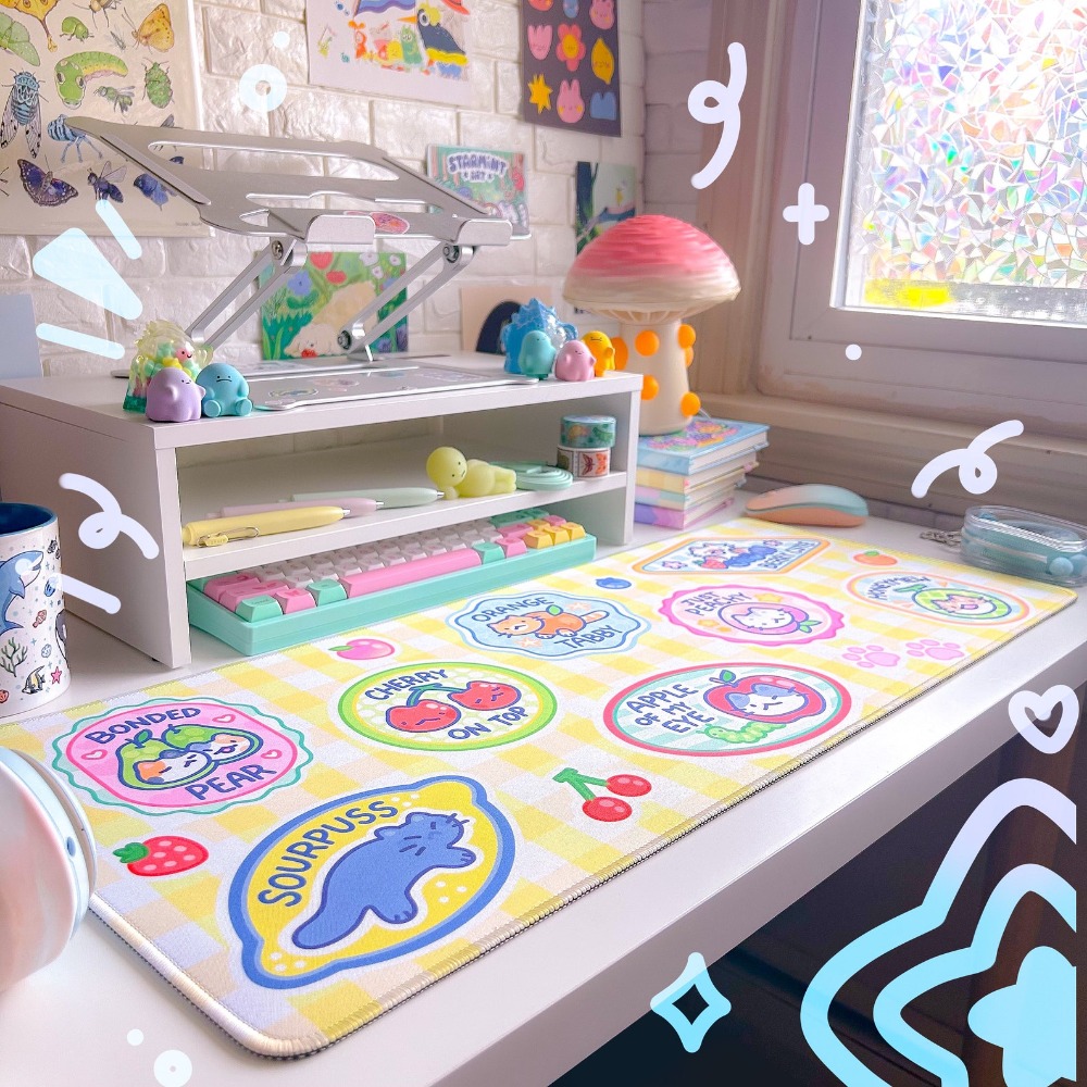 Alas Meja Fruit Kitty Mousepad - Retro Gaming Desk Setup ulasan dan harga