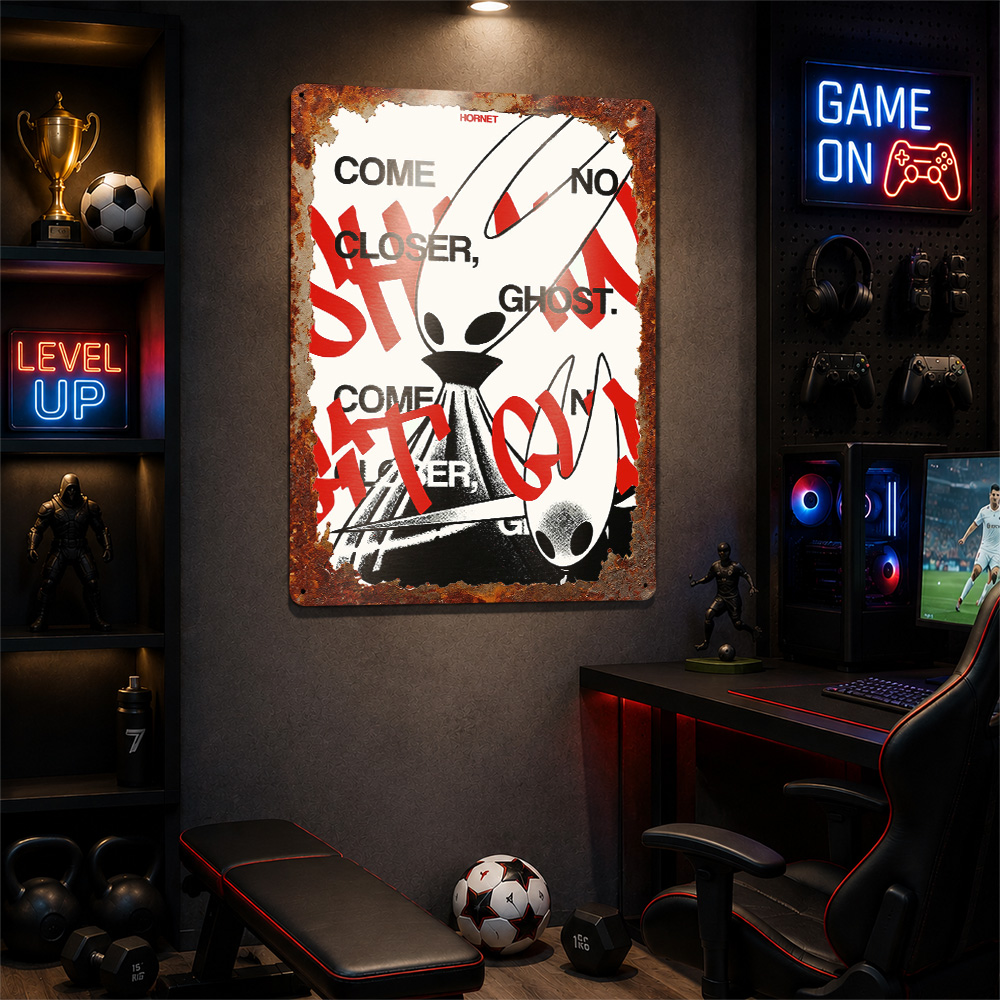 Poster Logam Hollow Knight Hor - Retro Knight Gaming ulasan dan harga